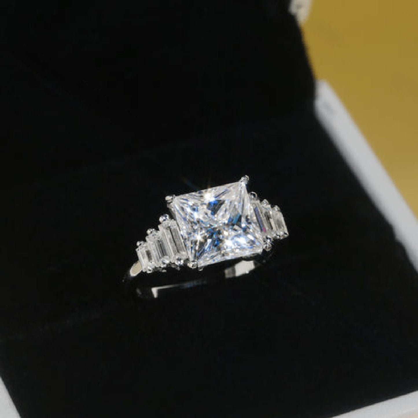 4ct Princess Cut Moissanite Engagement Ring S925