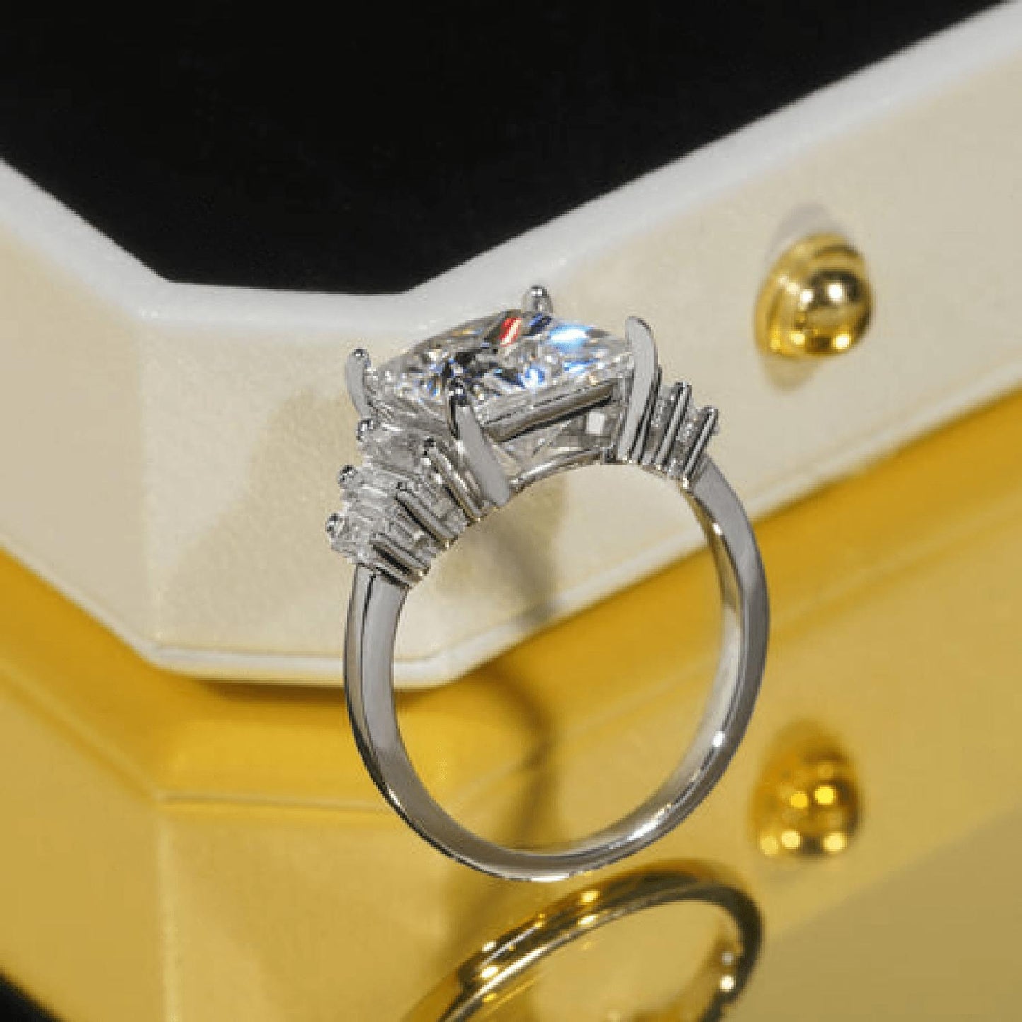 4ct Princess Cut Moissanite Engagement Ring S925